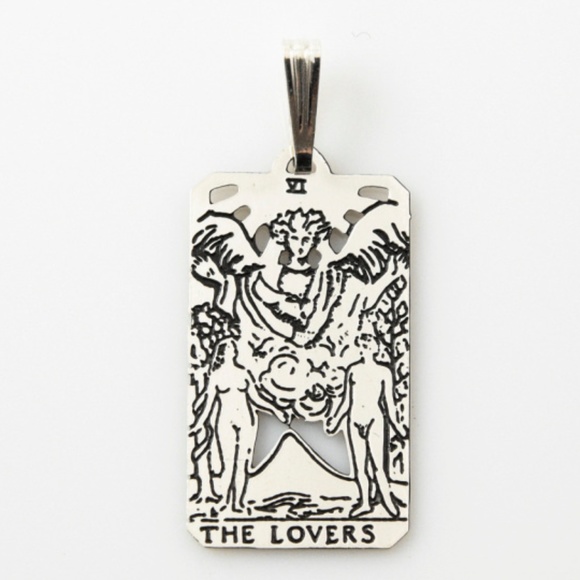 Lovers Tarot Card Pendant .925 Sterling Silver dainty Made in USA - Picture 10 of 11